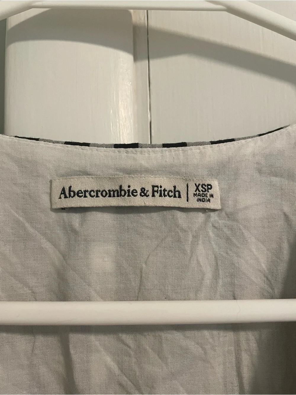Abercrombie & Fitch Black & White Gingham Twist-Front Midi Dress